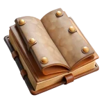 vibrant-creative-open-book-antique-leather-bound-cutout-on-transparent-background-detailed-free-png